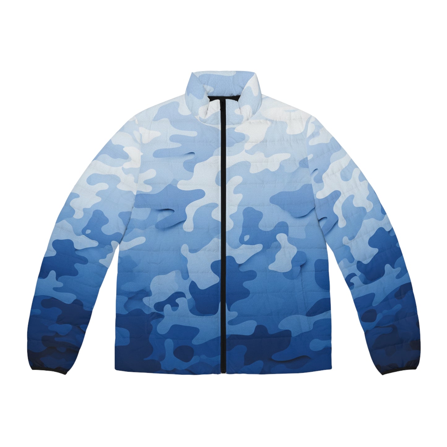 Blue Ombre Camo Puffer Jacket — Men's Lightweight Insulated Coat