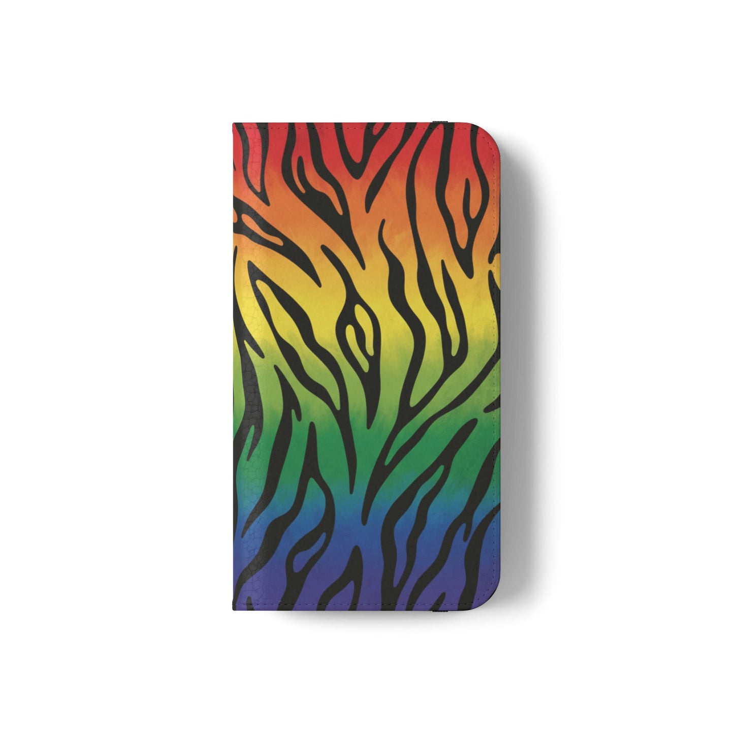 Rainbow Zebra Flip Phone Case – Colorful Pride Wallet Cover