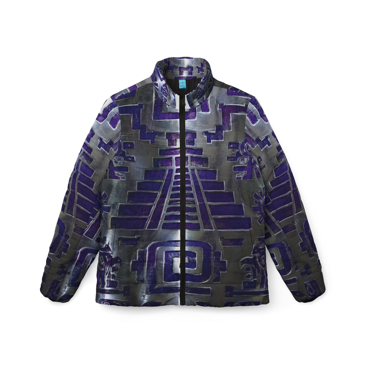Damen-Steppjacke mit geometrischem Muster in Violett