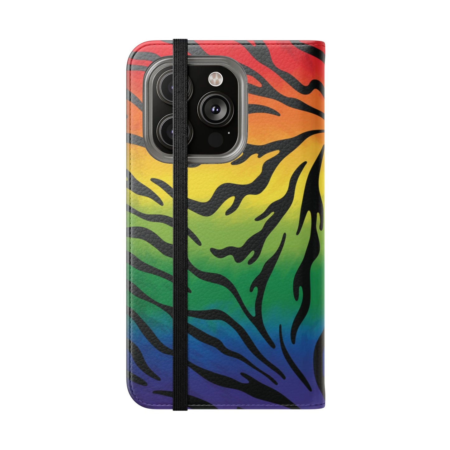 Rainbow Zebra Flip Phone Case – Colorful Pride Wallet Cover
