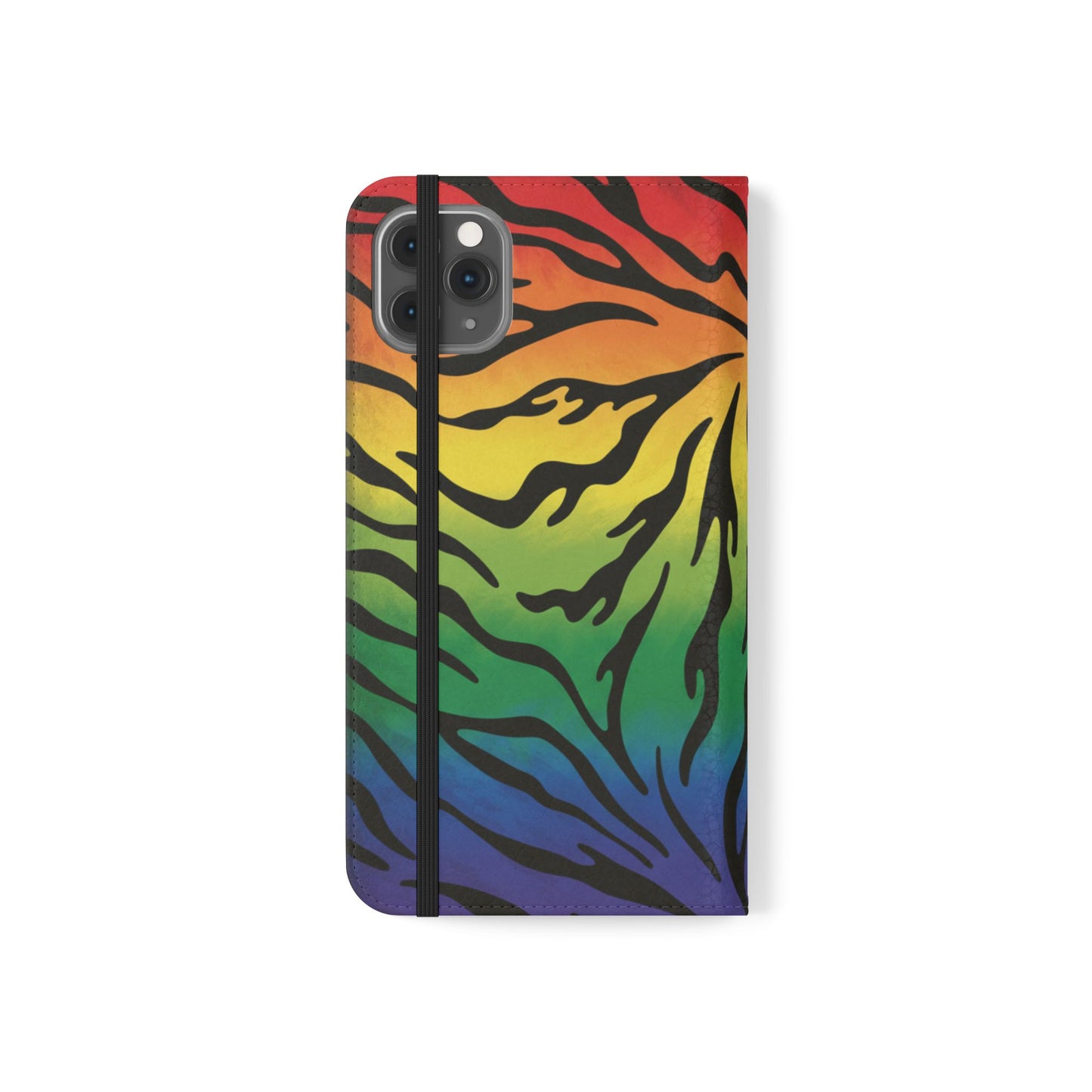 Rainbow Zebra Flip Phone Case – Colorful Pride Wallet Cover