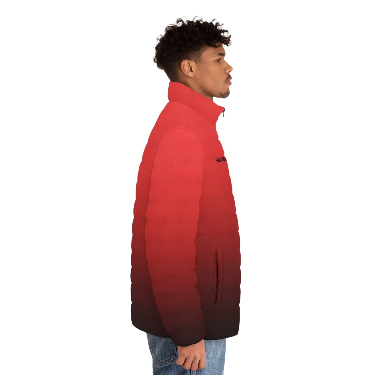 LONA BOUTIQUE Red-to-Black Gradient Puffer Jacket