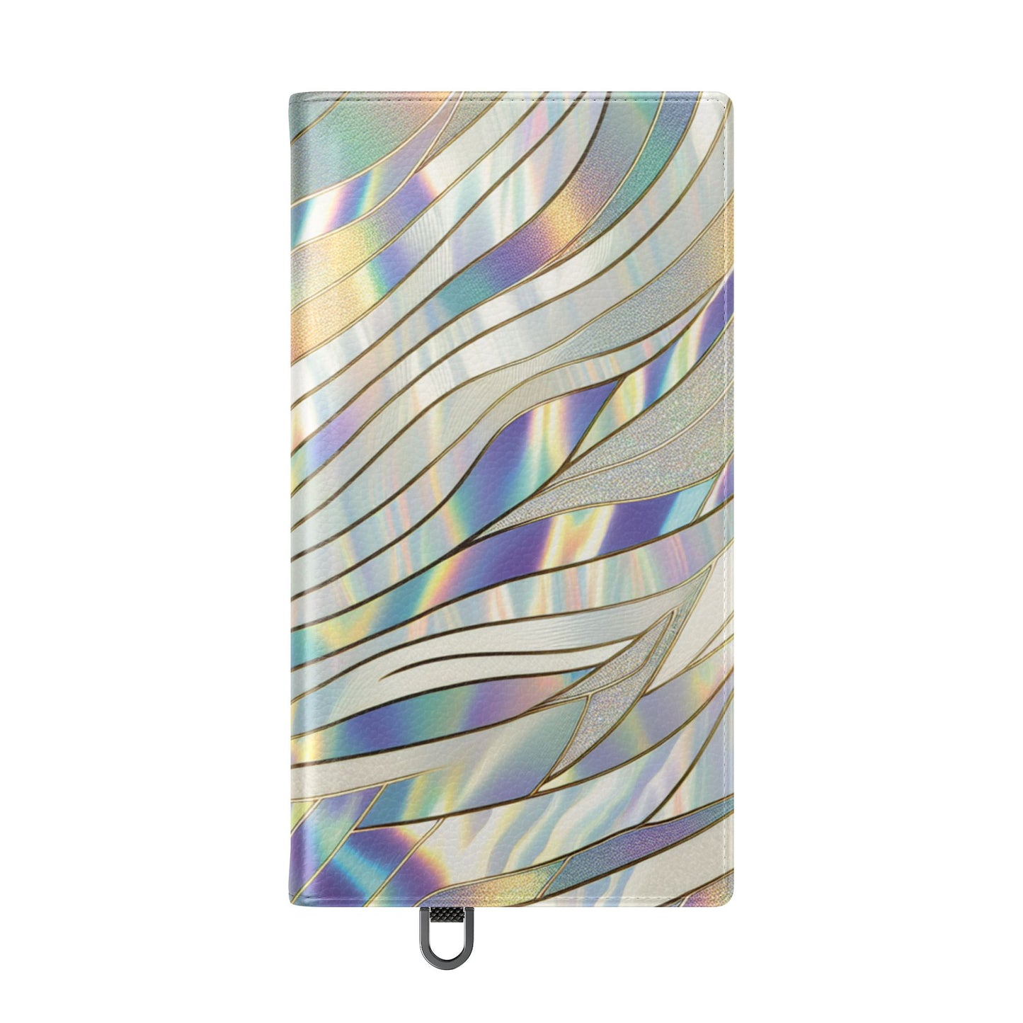 Holographic Wave Flip Phone Case — Iridescent Marble Wallet Cover