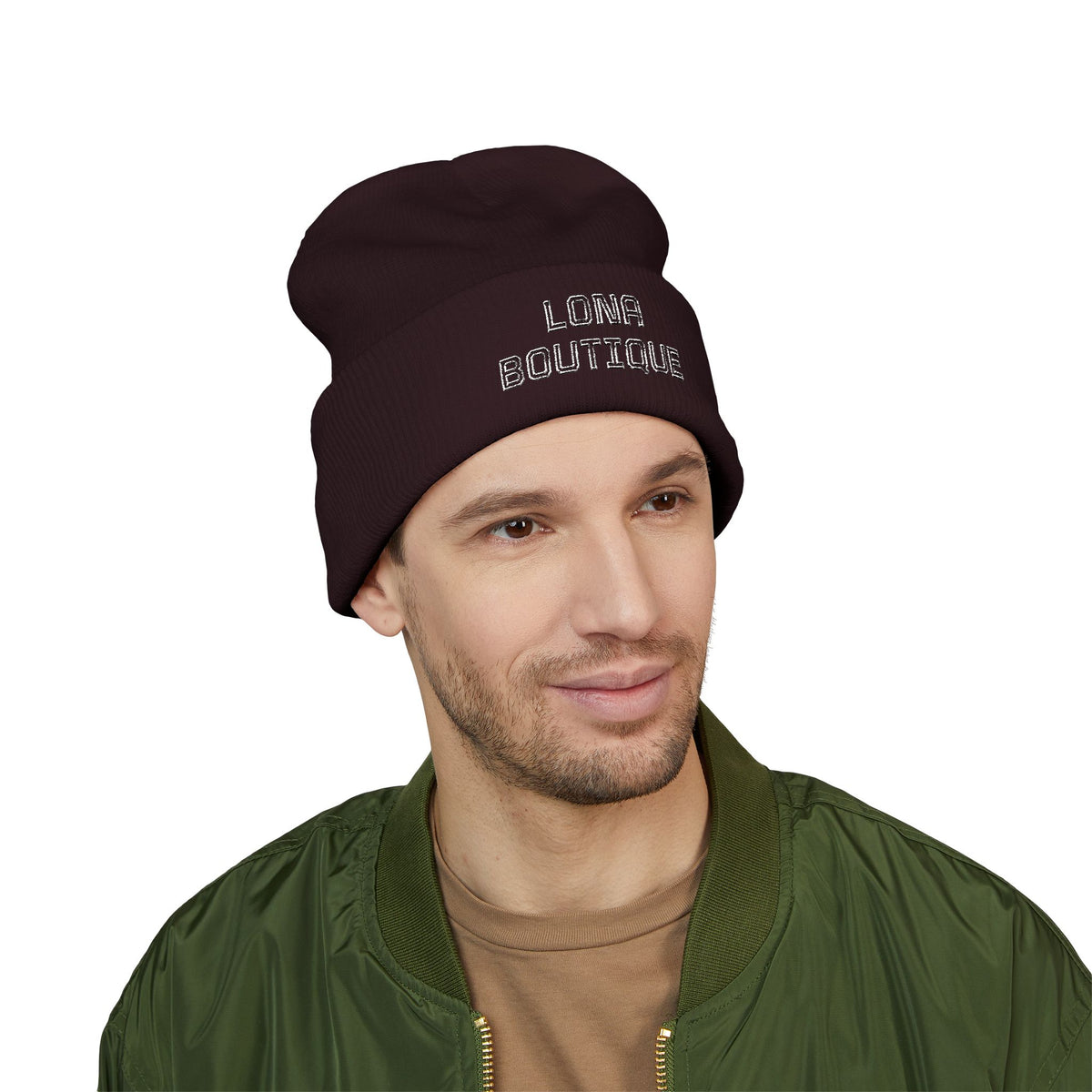 Love Yourself – Bestickte Unisex-Beanie mit Umschlag