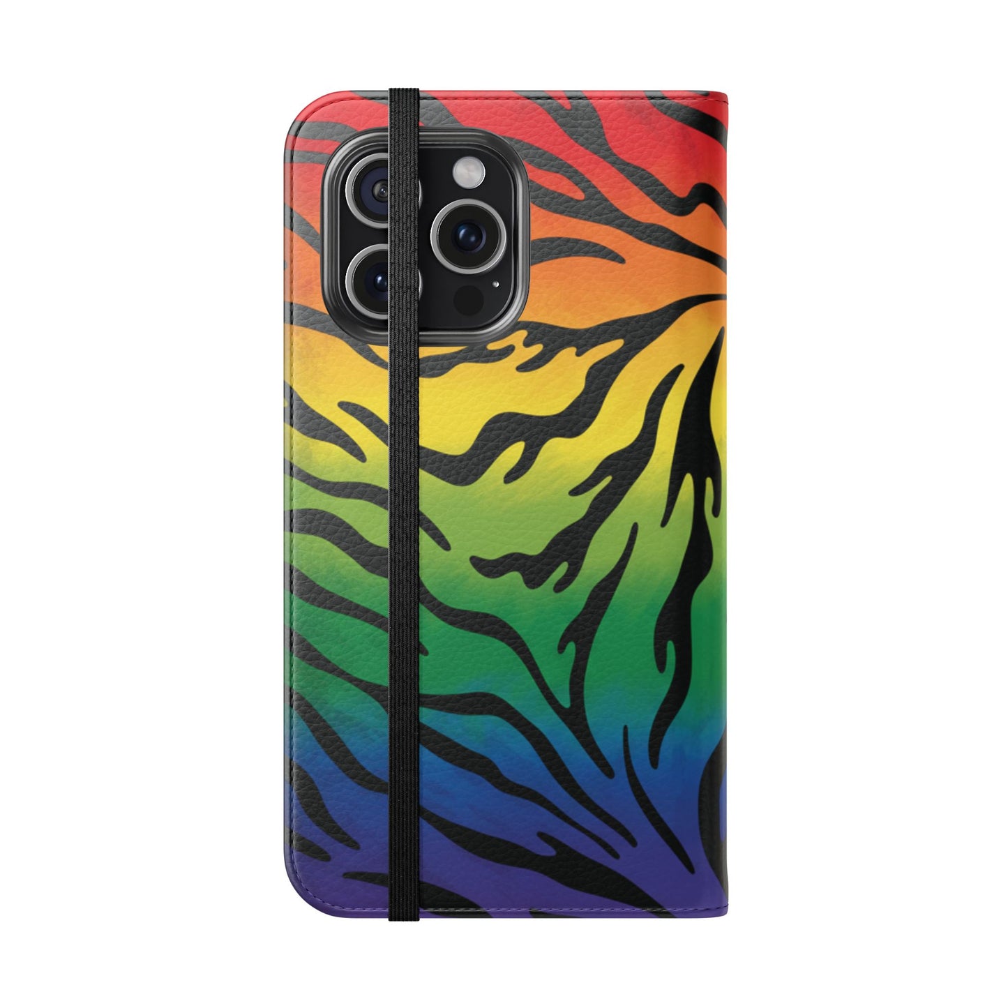 Rainbow Zebra Flip Phone Case – Colorful Pride Wallet Cover