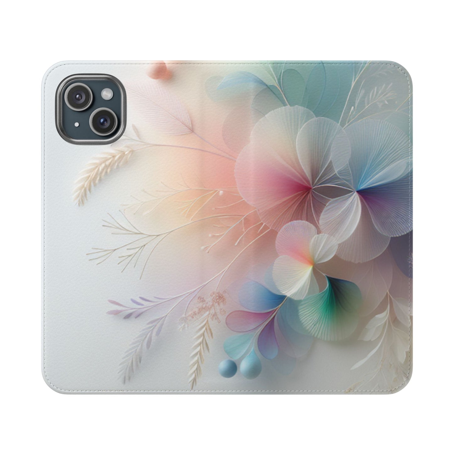 Floral Dream Flip Phone Case - Pastel Watercolor Wallet Cover