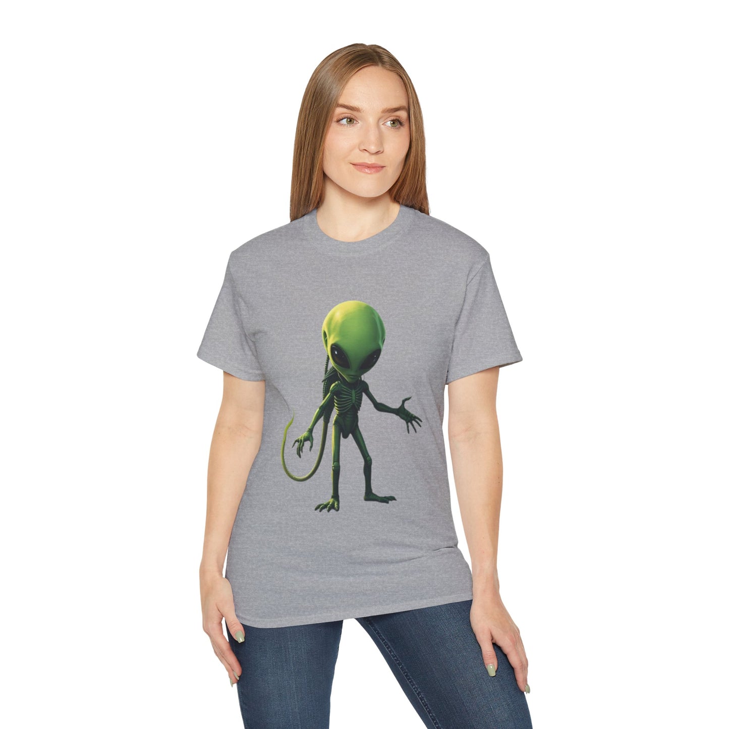 Alien Creature Graphic Tee — Green Sci‑Fi Alien Illustration T-Shirt