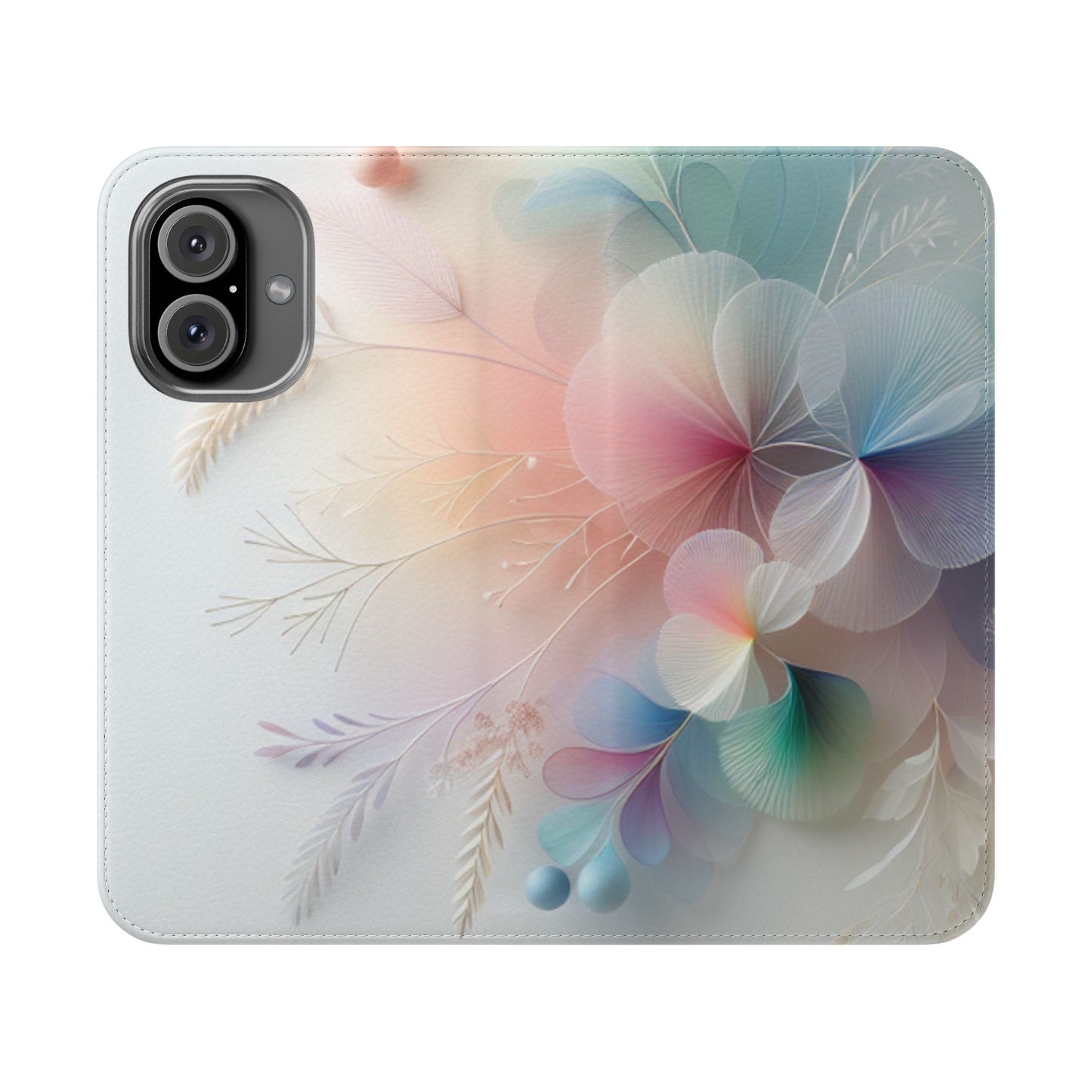 Floral Dream Flip Phone Case - Pastel Watercolor Wallet Cover