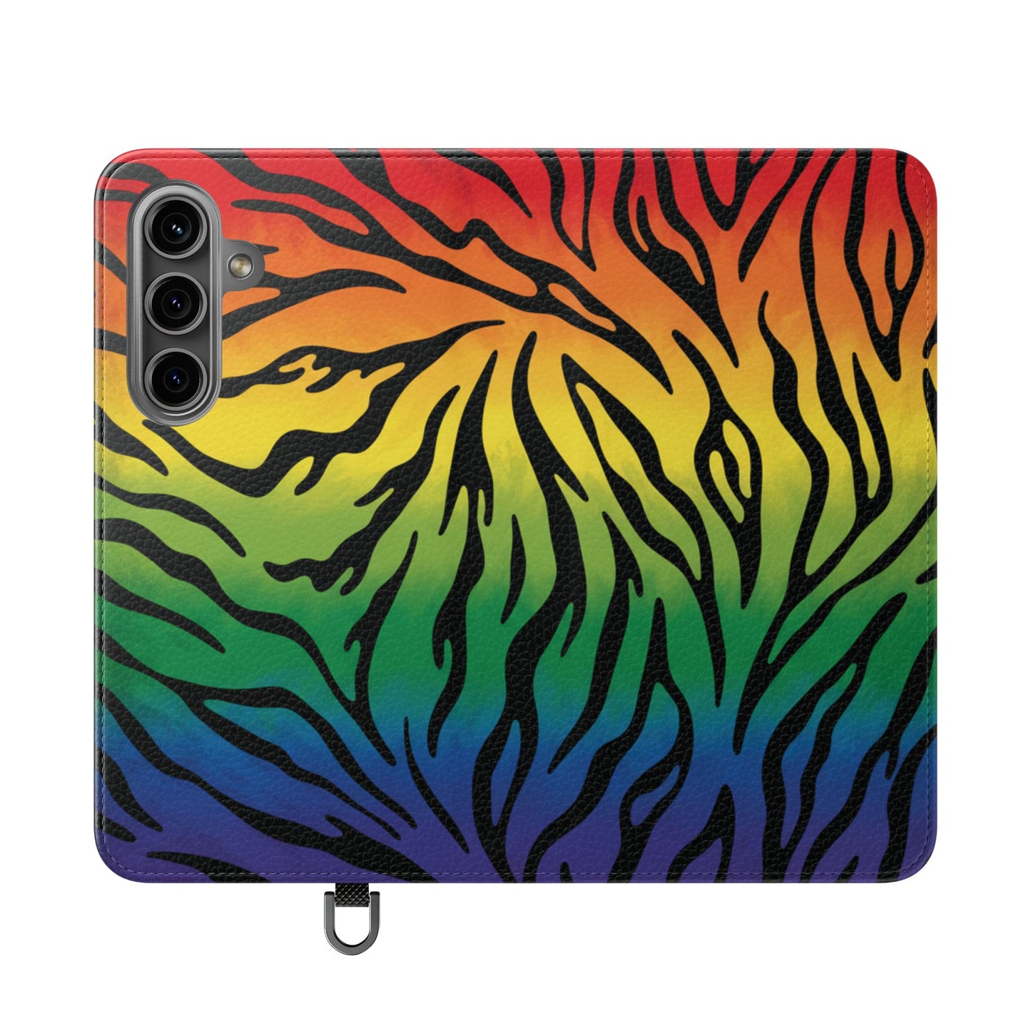 Rainbow Zebra Flip Phone Case – Colorful Pride Wallet Cover