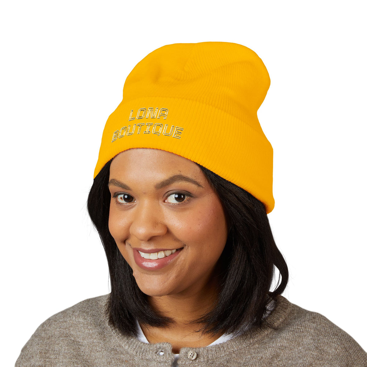Love Yourself – Bestickte Unisex-Beanie mit Umschlag