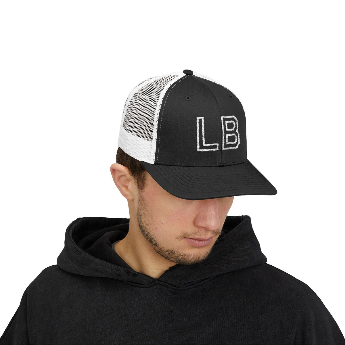 LB Green and White Snapback Trucker Cap