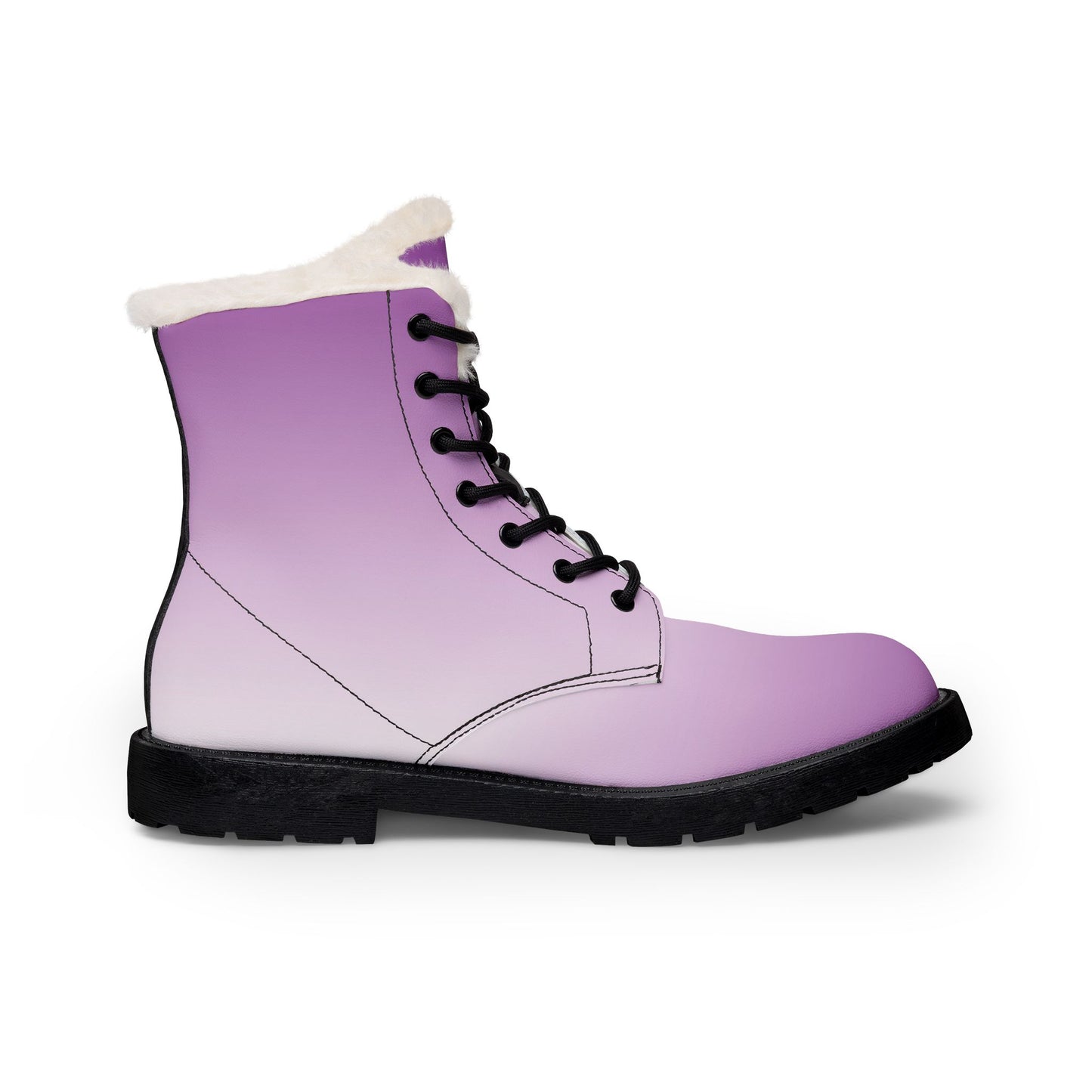 Purple Ombre Fur-Lined Leather Boots — Women's Winter Ankle Boots