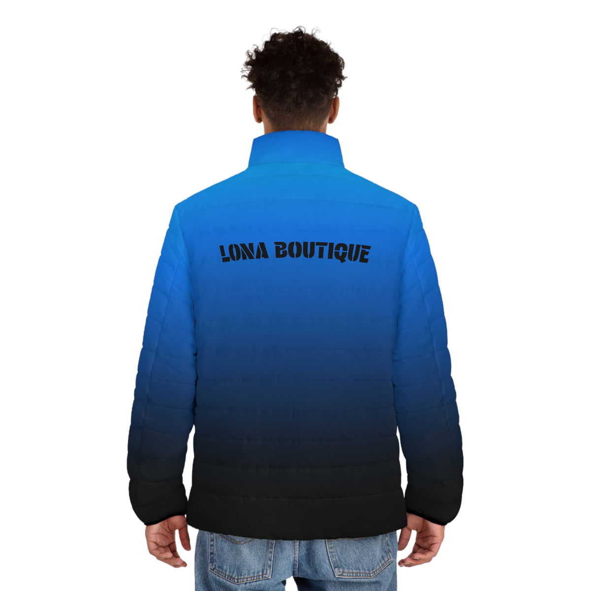 Men’s Blue-to-Black Gradient Puffer Jacket