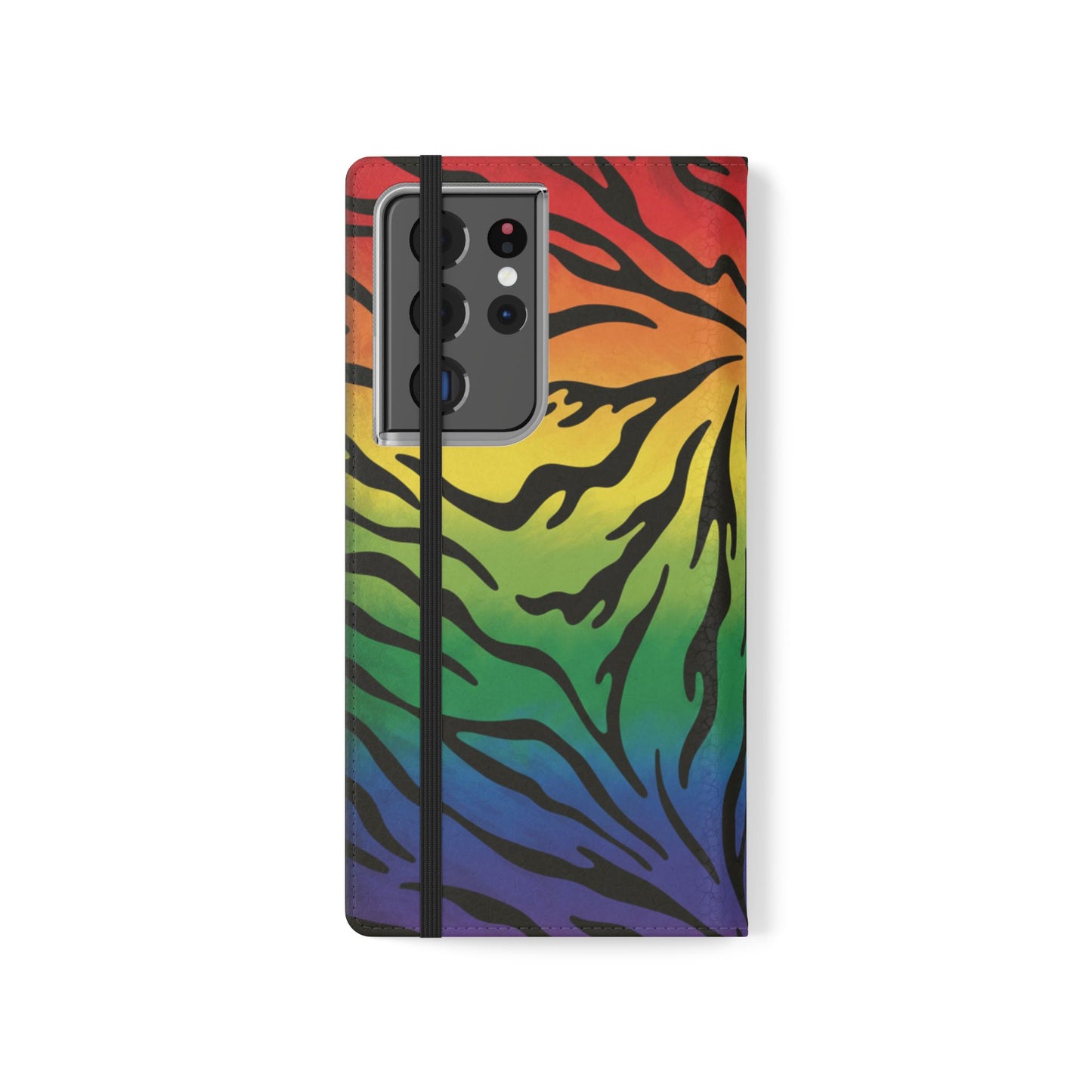 Rainbow Zebra Flip Phone Case – Colorful Pride Wallet Cover