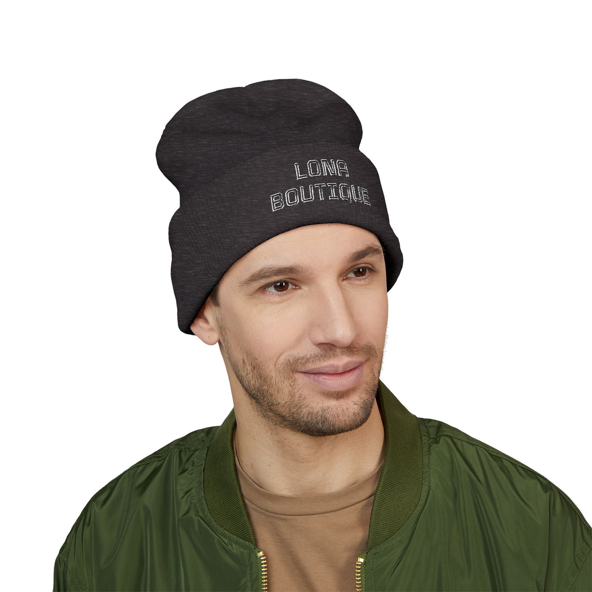 Love Yourself – Bestickte Unisex-Beanie mit Umschlag