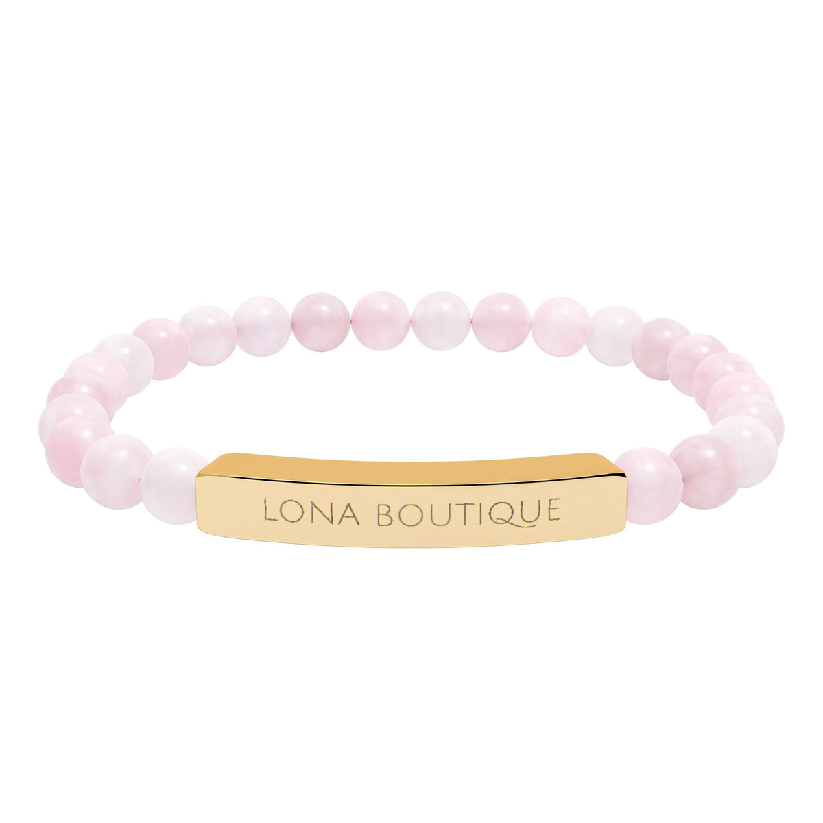 Natural Stone Stretch Bar Bracelet – Personalized Engraved Gift