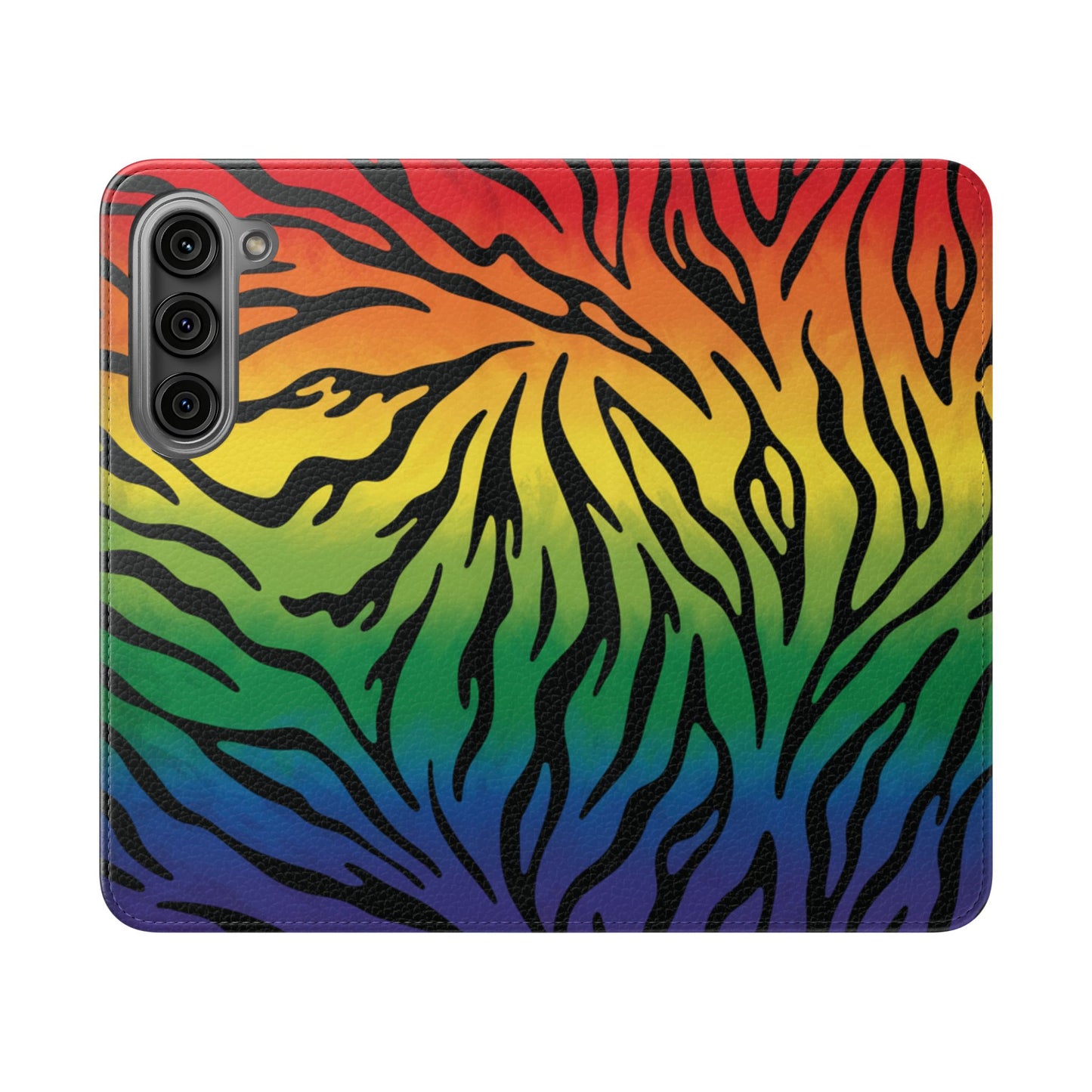 Rainbow Zebra Flip Phone Case – Colorful Pride Wallet Cover