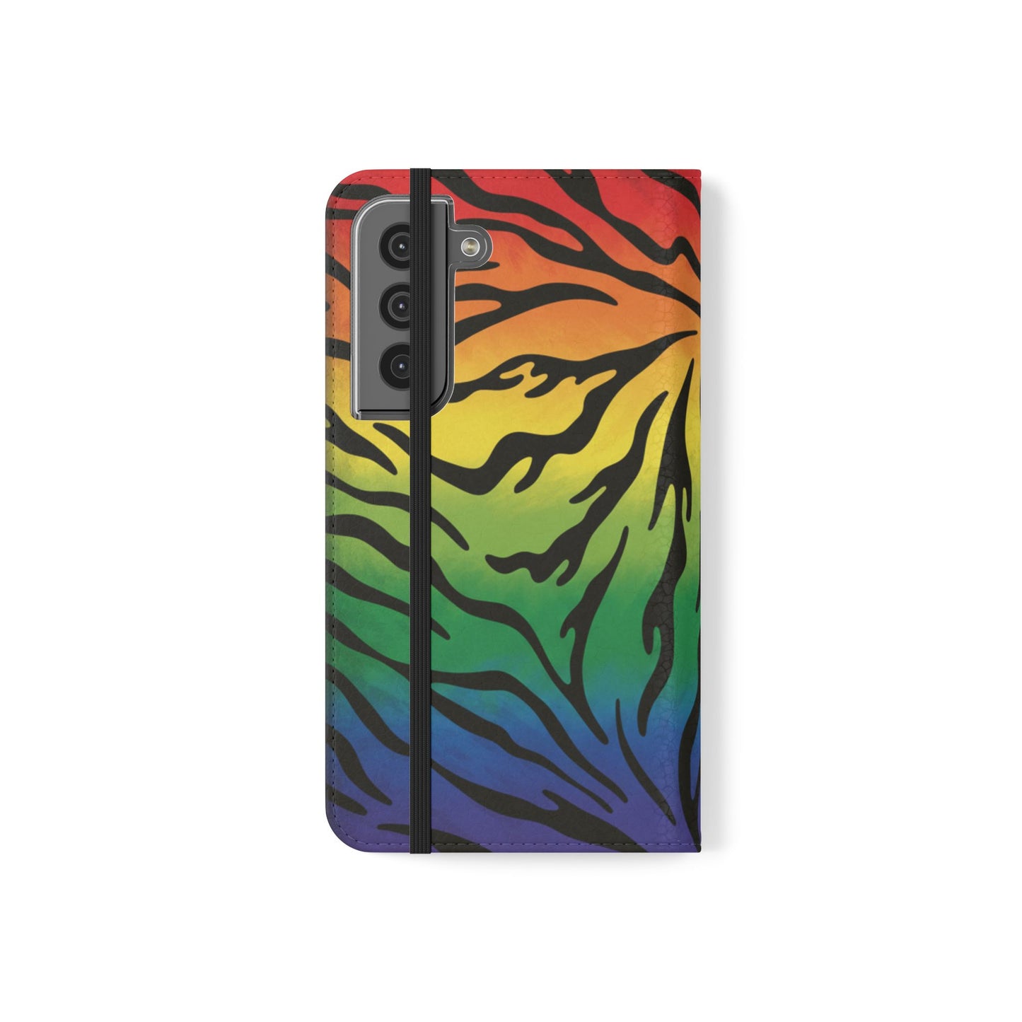 Rainbow Zebra Flip Phone Case – Colorful Pride Wallet Cover