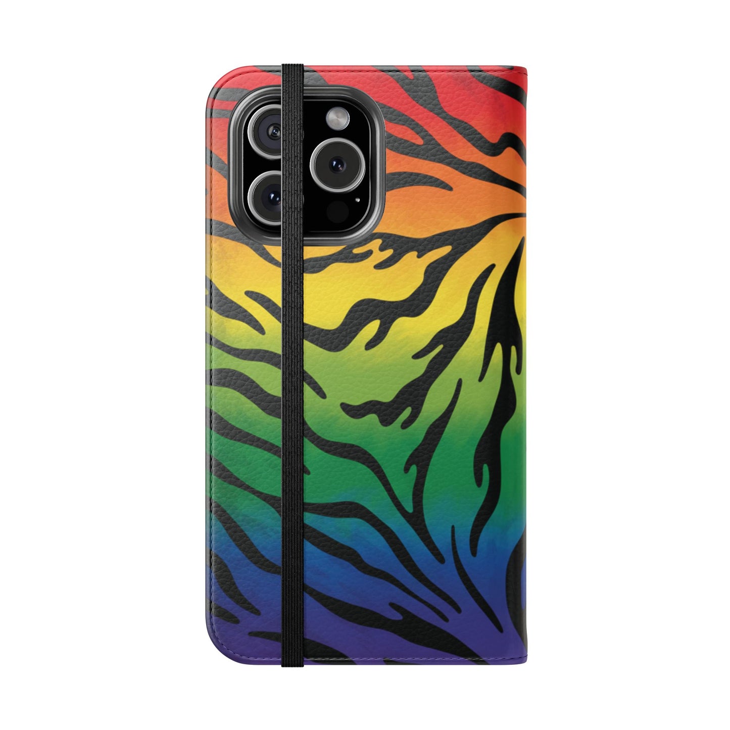 Rainbow Zebra Flip Phone Case – Colorful Pride Wallet Cover