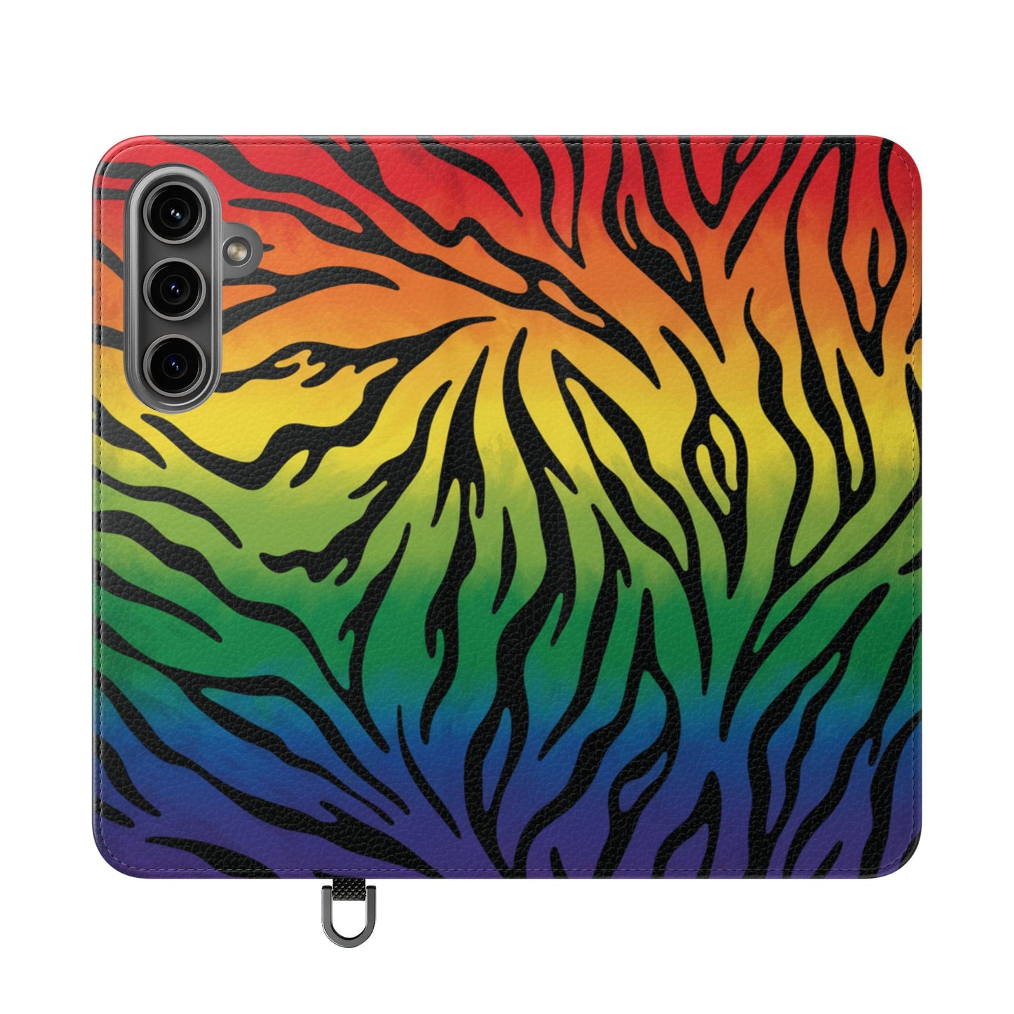 Rainbow Zebra Flip Phone Case – Colorful Pride Wallet Cover