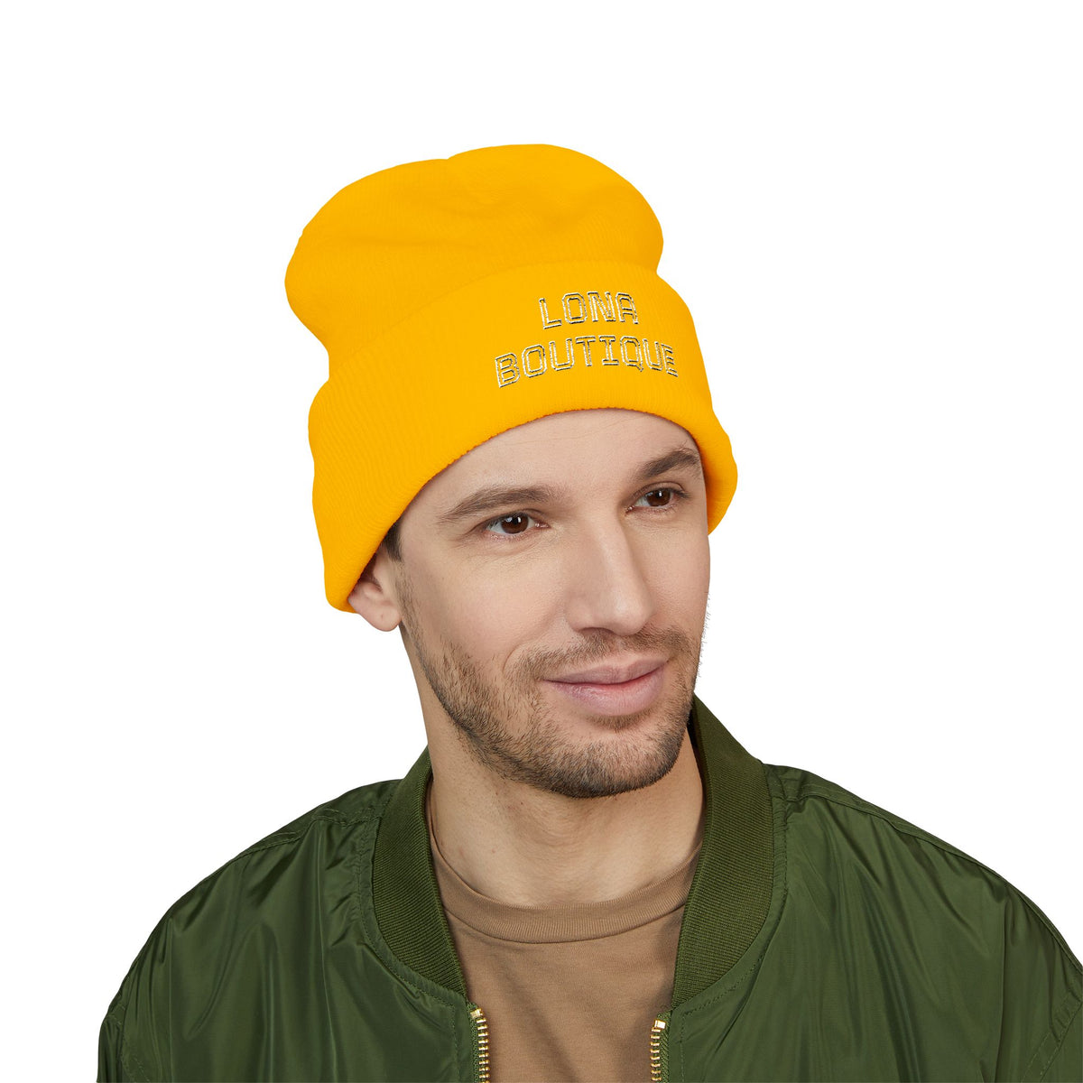 Love Yourself – Bestickte Unisex-Beanie mit Umschlag