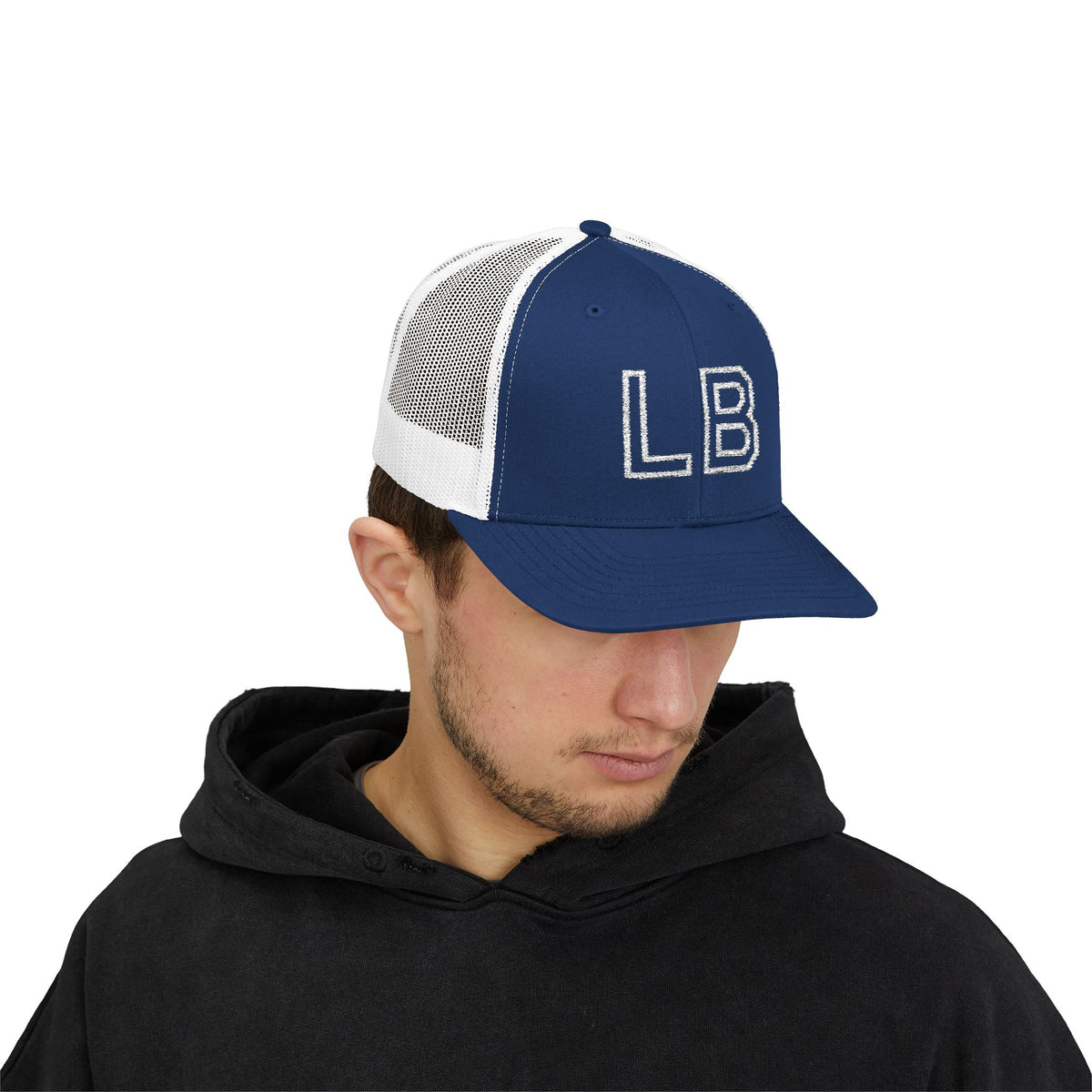 LB Green and White Snapback Trucker Cap