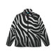 Zebra Print Women's Puffer Jacket – Bold Black & White Winter Coat