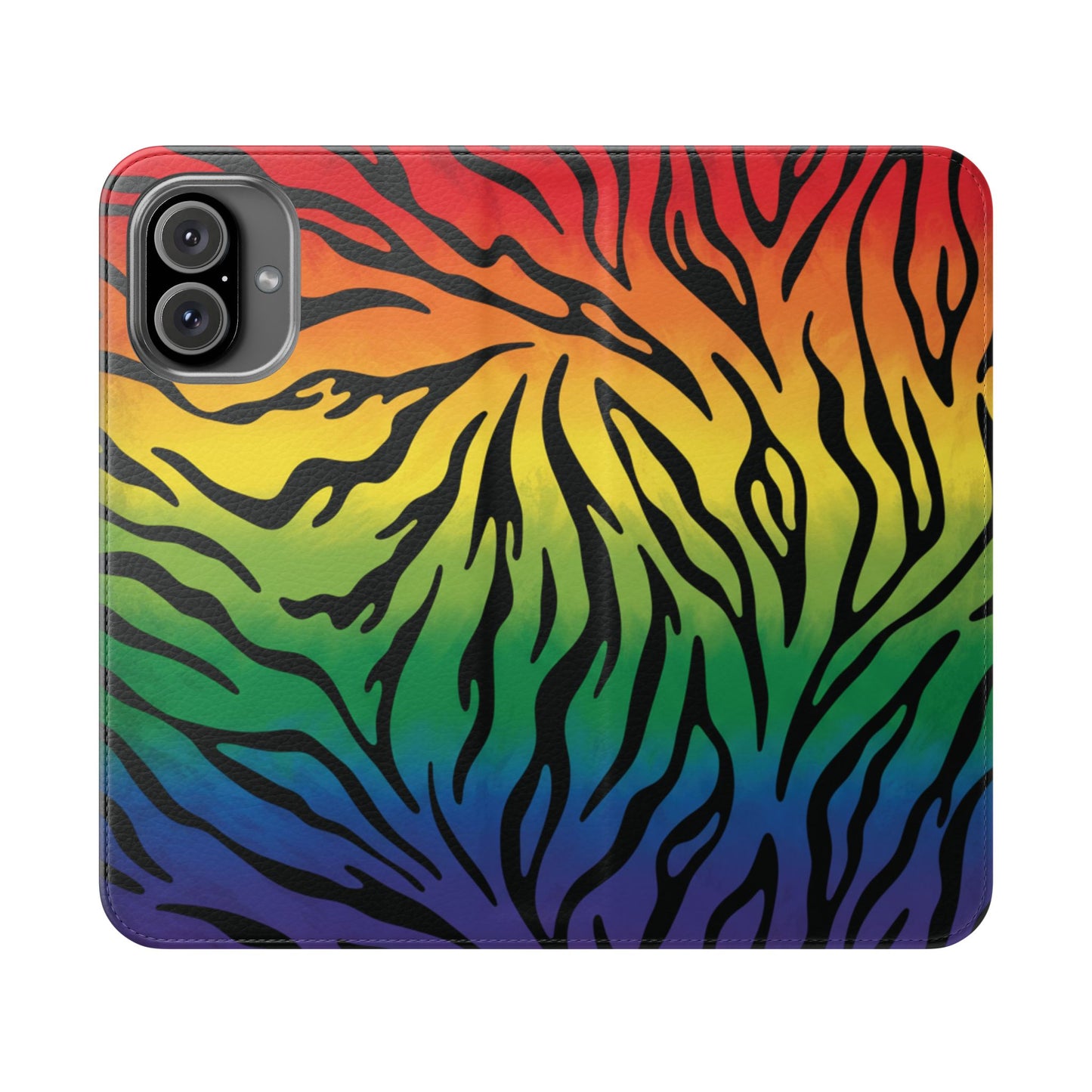 Rainbow Zebra Flip Phone Case – Colorful Pride Wallet Cover