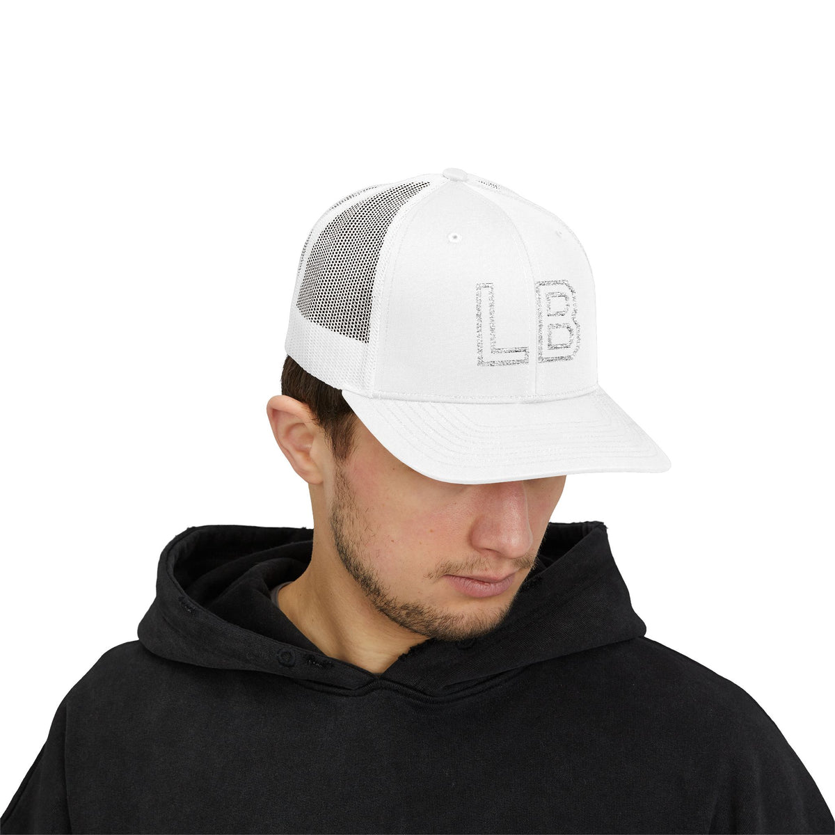 LB Green and White Snapback Trucker Cap