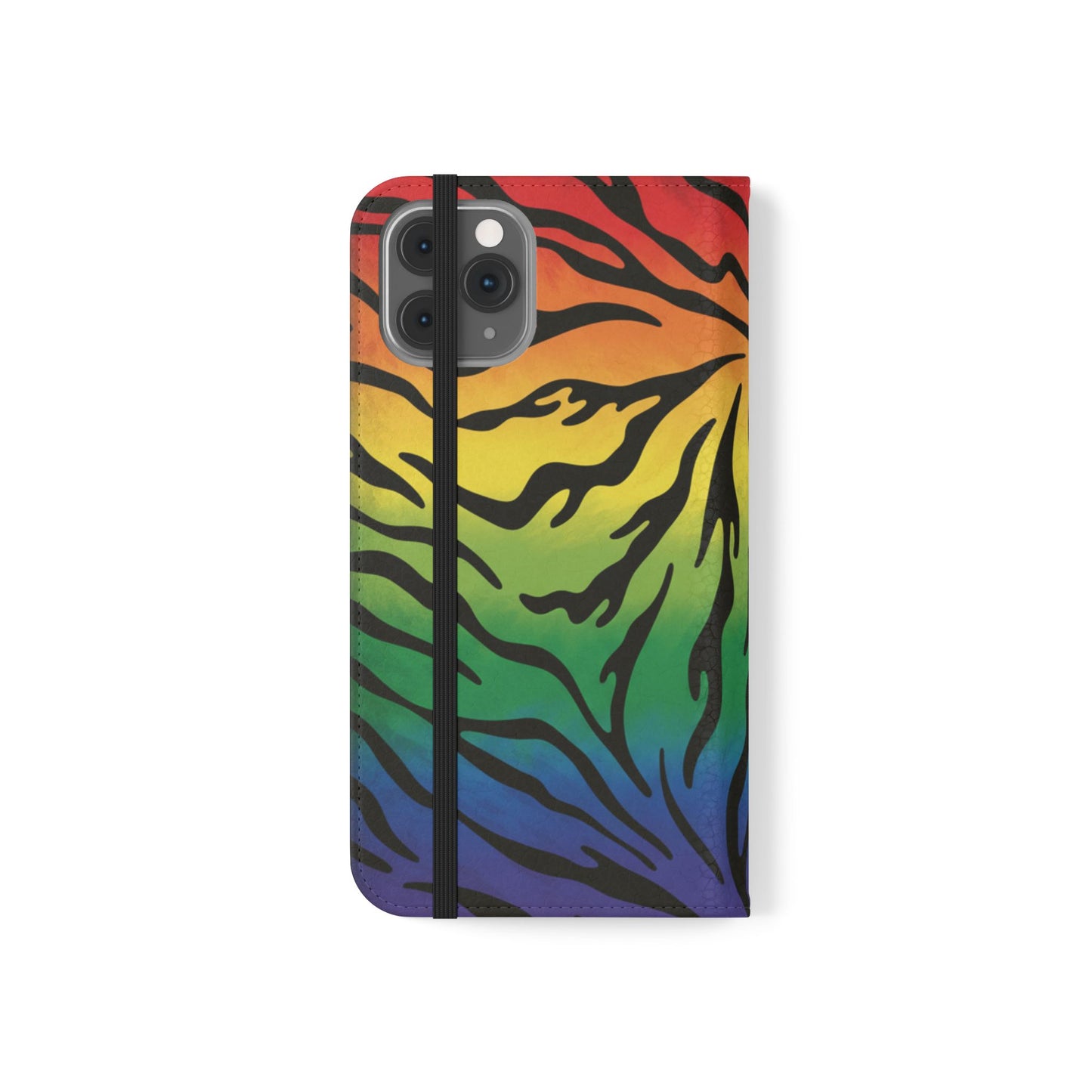 Rainbow Zebra Flip Phone Case – Colorful Pride Wallet Cover