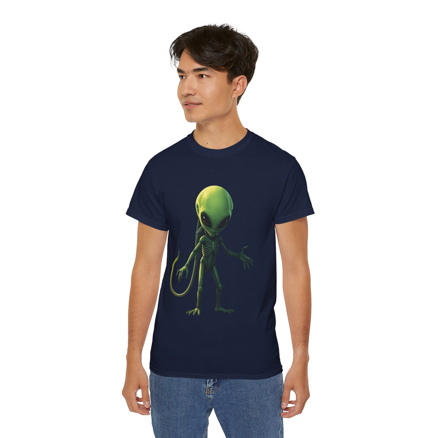 Alien Creature Graphic Tee — Green Sci‑Fi Alien Illustration T-Shirt