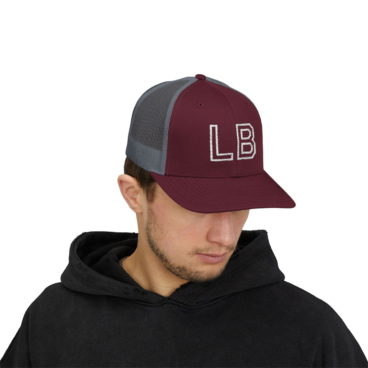 LB Green and White Snapback Trucker Cap