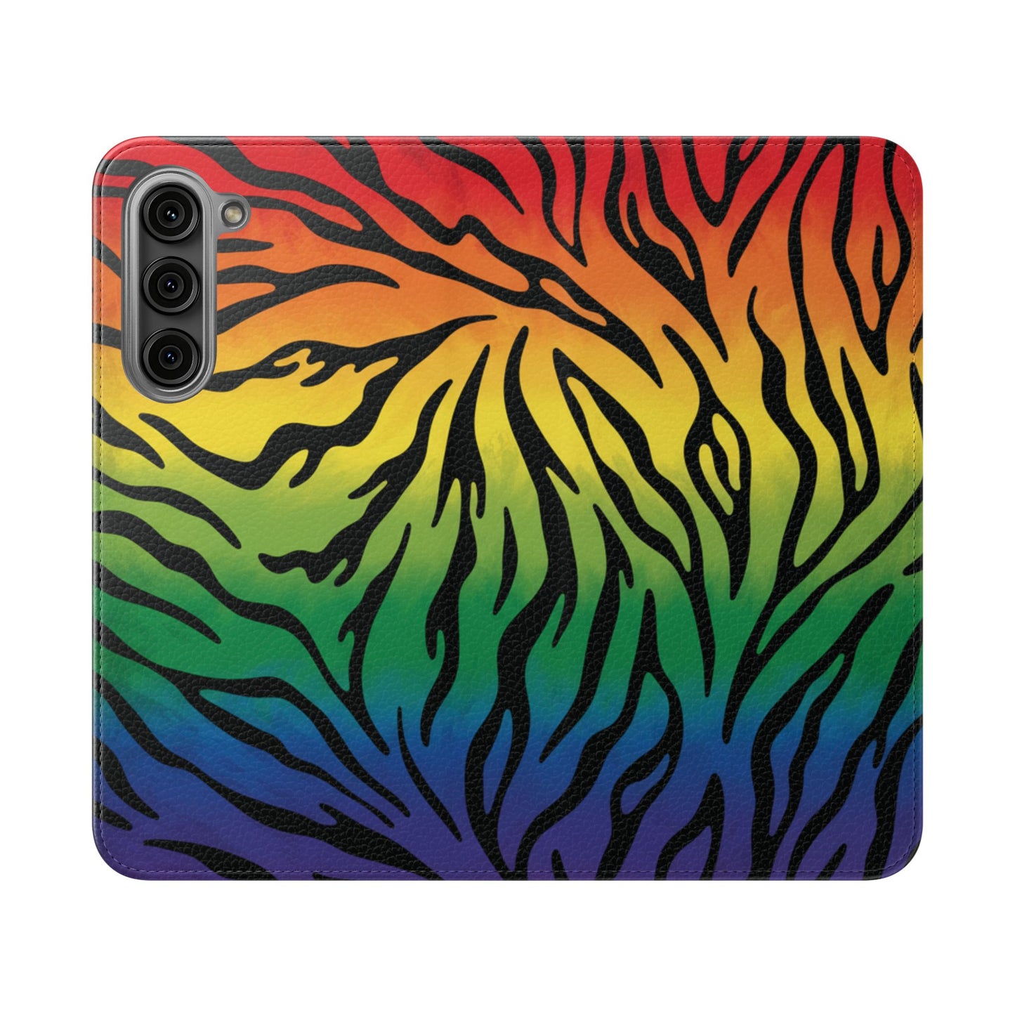 Rainbow Zebra Flip Phone Case – Colorful Pride Wallet Cover