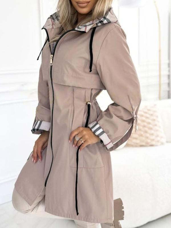 Karierter Trenchcoat mit Kapuze