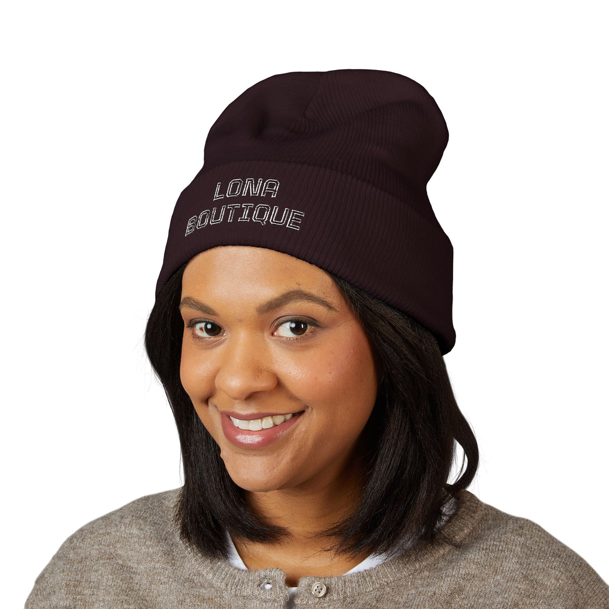 Love Yourself – Bestickte Unisex-Beanie mit Umschlag