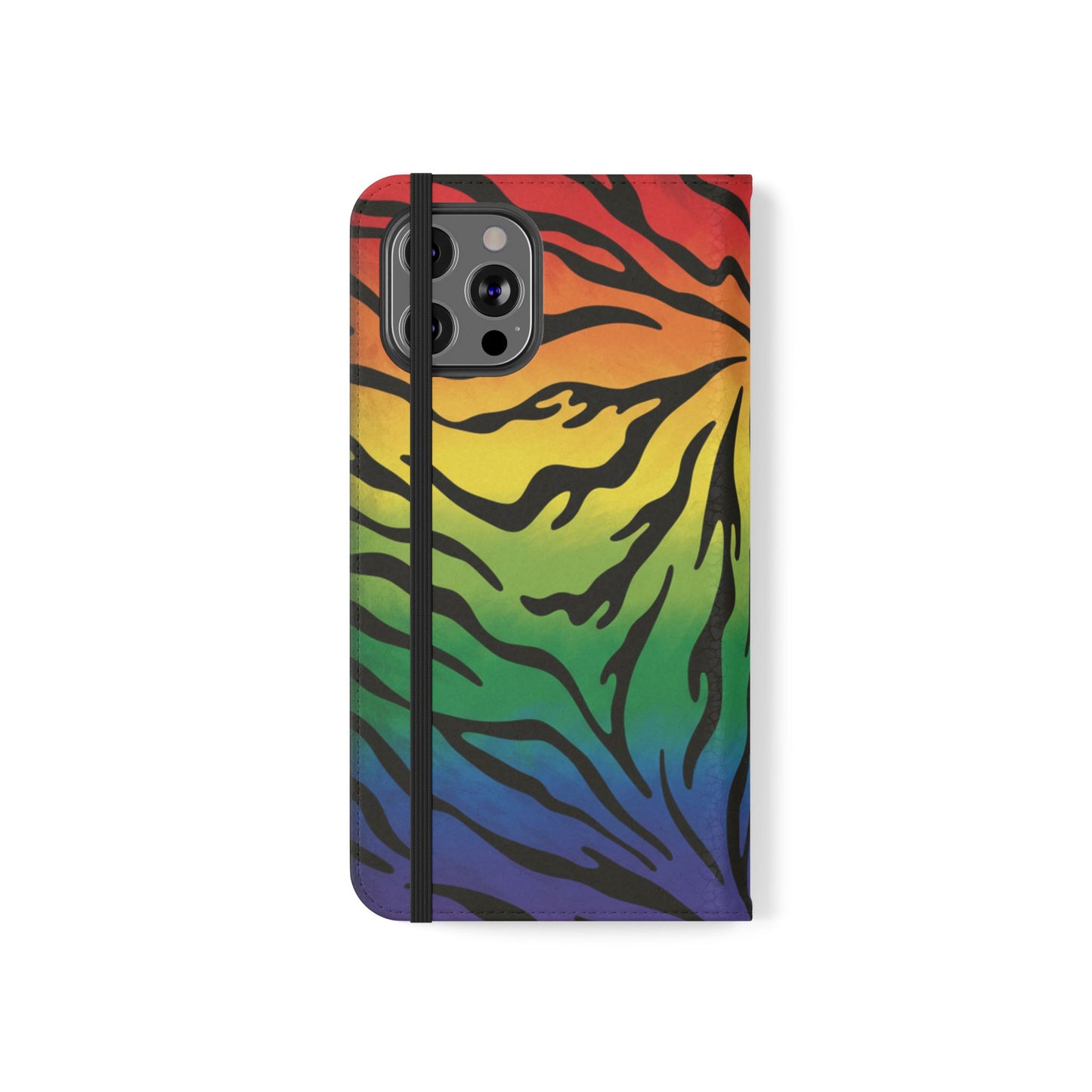 Rainbow Zebra Flip Phone Case – Colorful Pride Wallet Cover