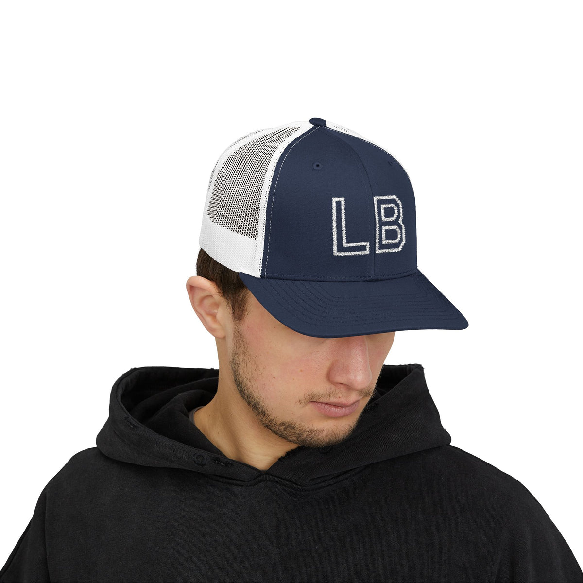 LB Green and White Snapback Trucker Cap