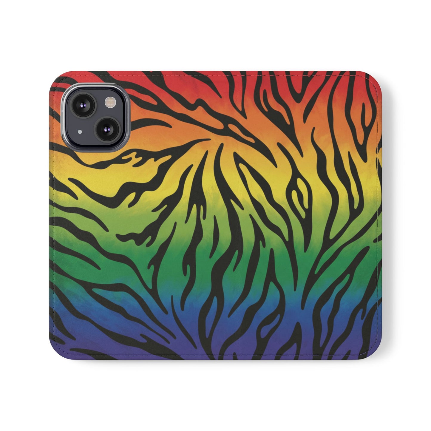 Rainbow Zebra Flip Phone Case – Colorful Pride Wallet Cover