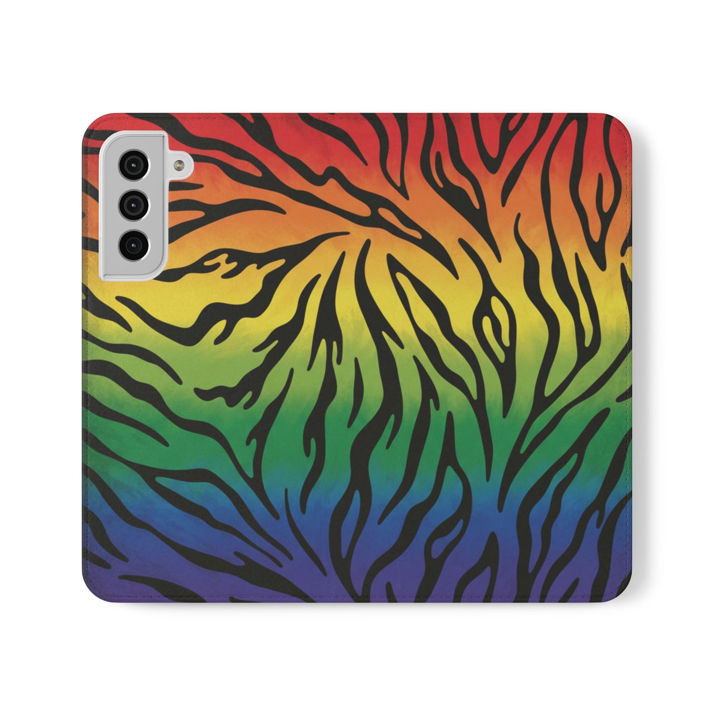 Rainbow Zebra Flip Phone Case – Colorful Pride Wallet Cover