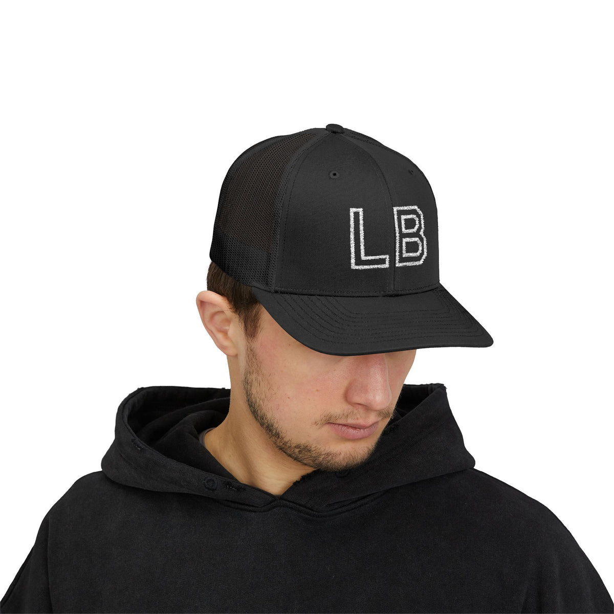 LB Green and White Snapback Trucker Cap