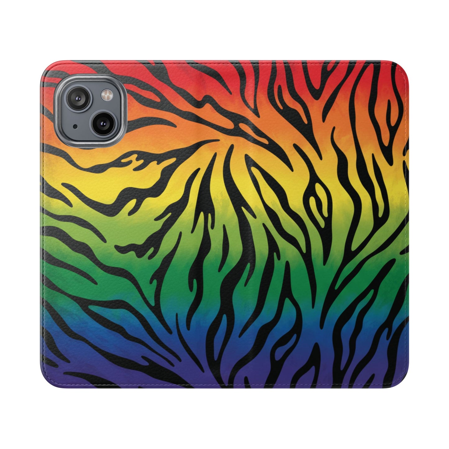 Rainbow Zebra Flip Phone Case – Colorful Pride Wallet Cover