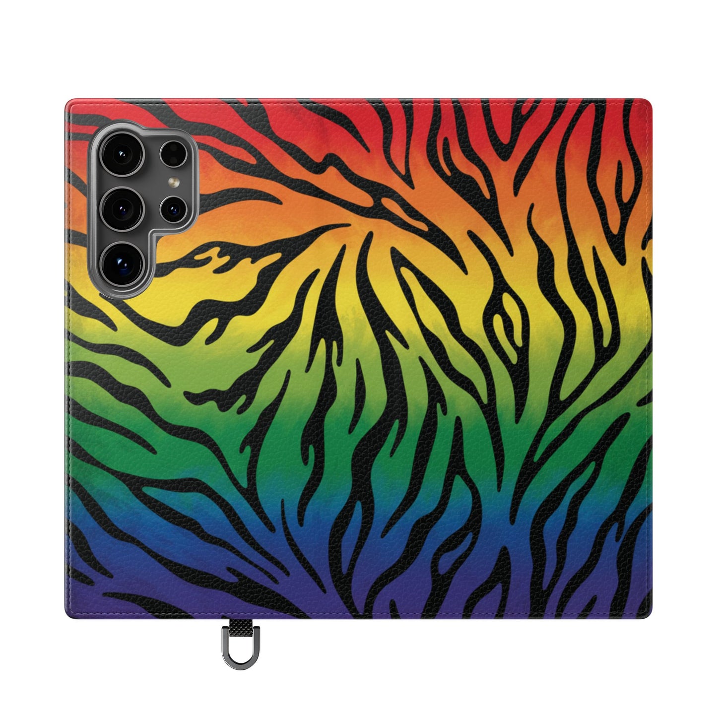 Rainbow Zebra Flip Phone Case – Colorful Pride Wallet Cover
