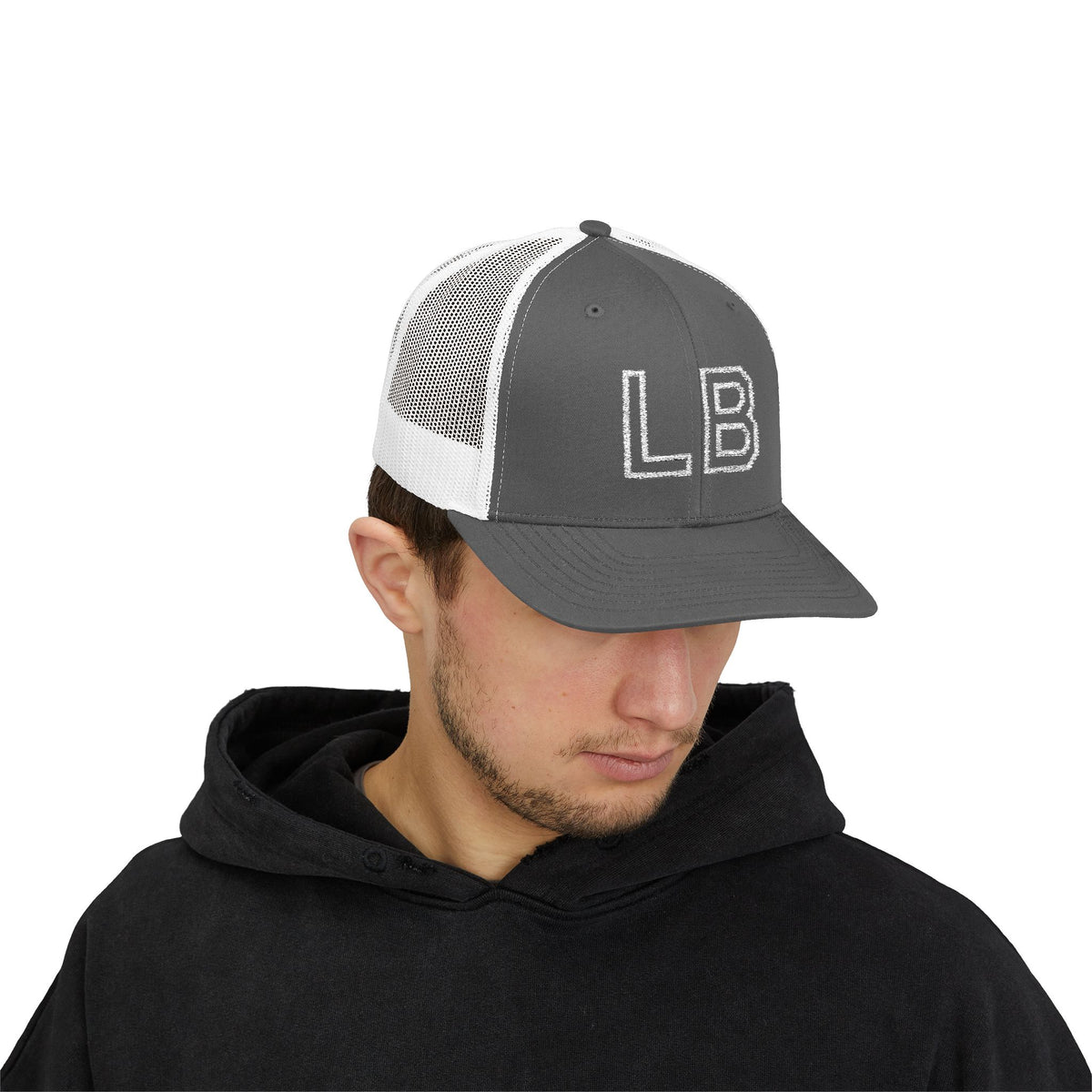 LB Green and White Snapback Trucker Cap