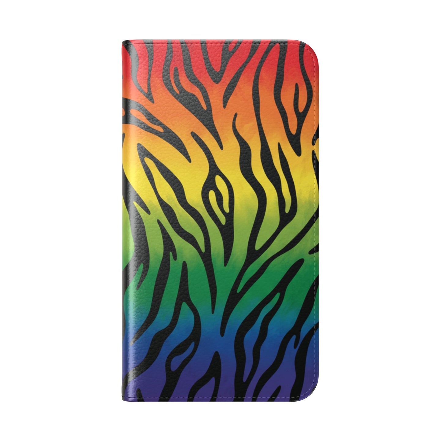 Rainbow Zebra Flip Phone Case – Colorful Pride Wallet Cover