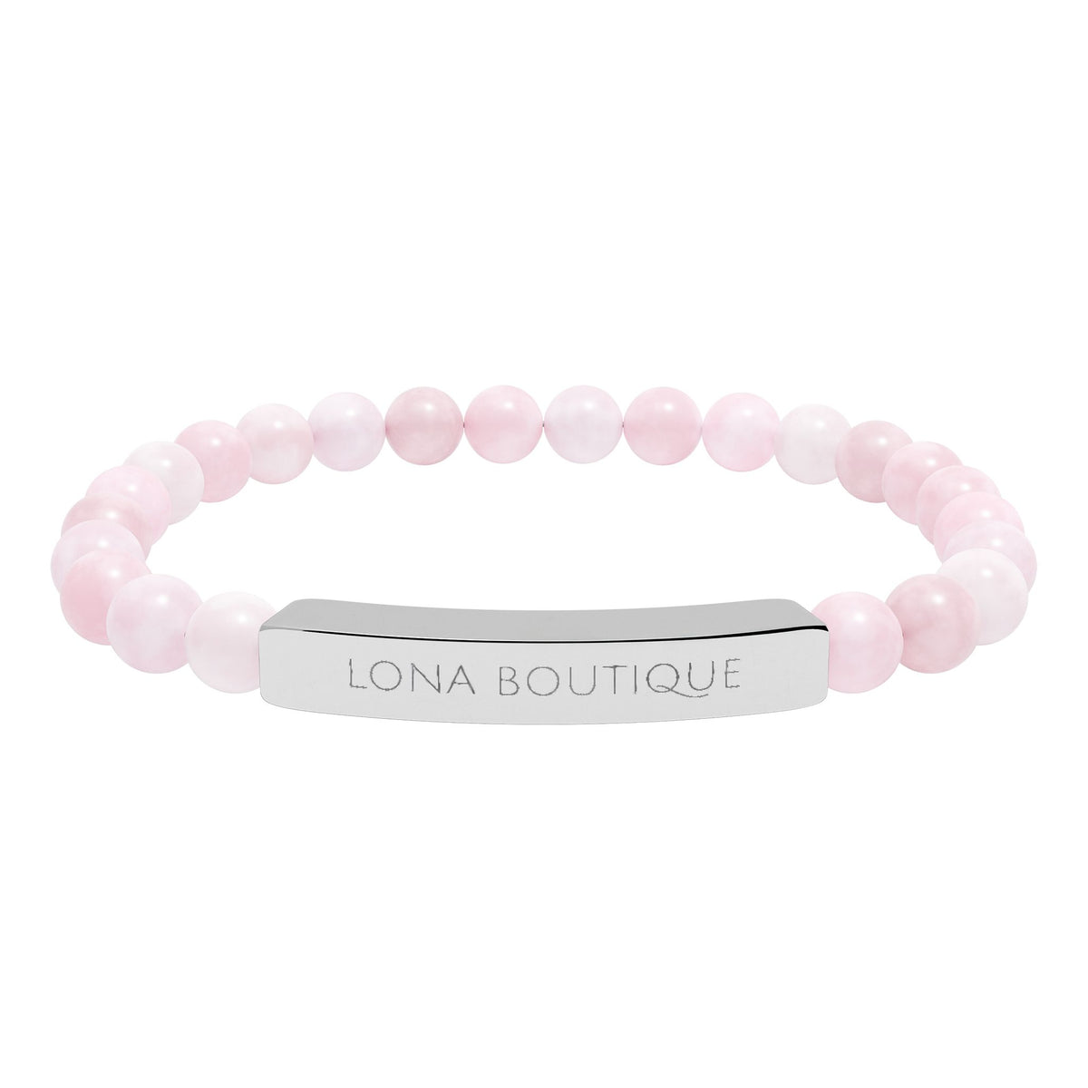 Natural Stone Stretch Bar Bracelet – Personalized Engraved Gift