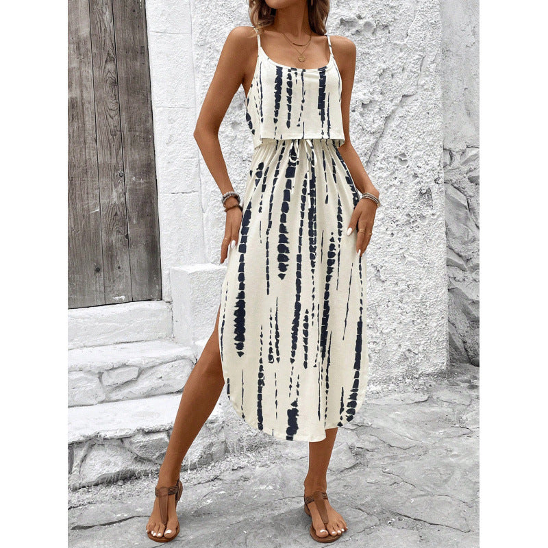 Damen Trägerkleid mit Print – Midi-Kleid in vielen Farben & Mustern