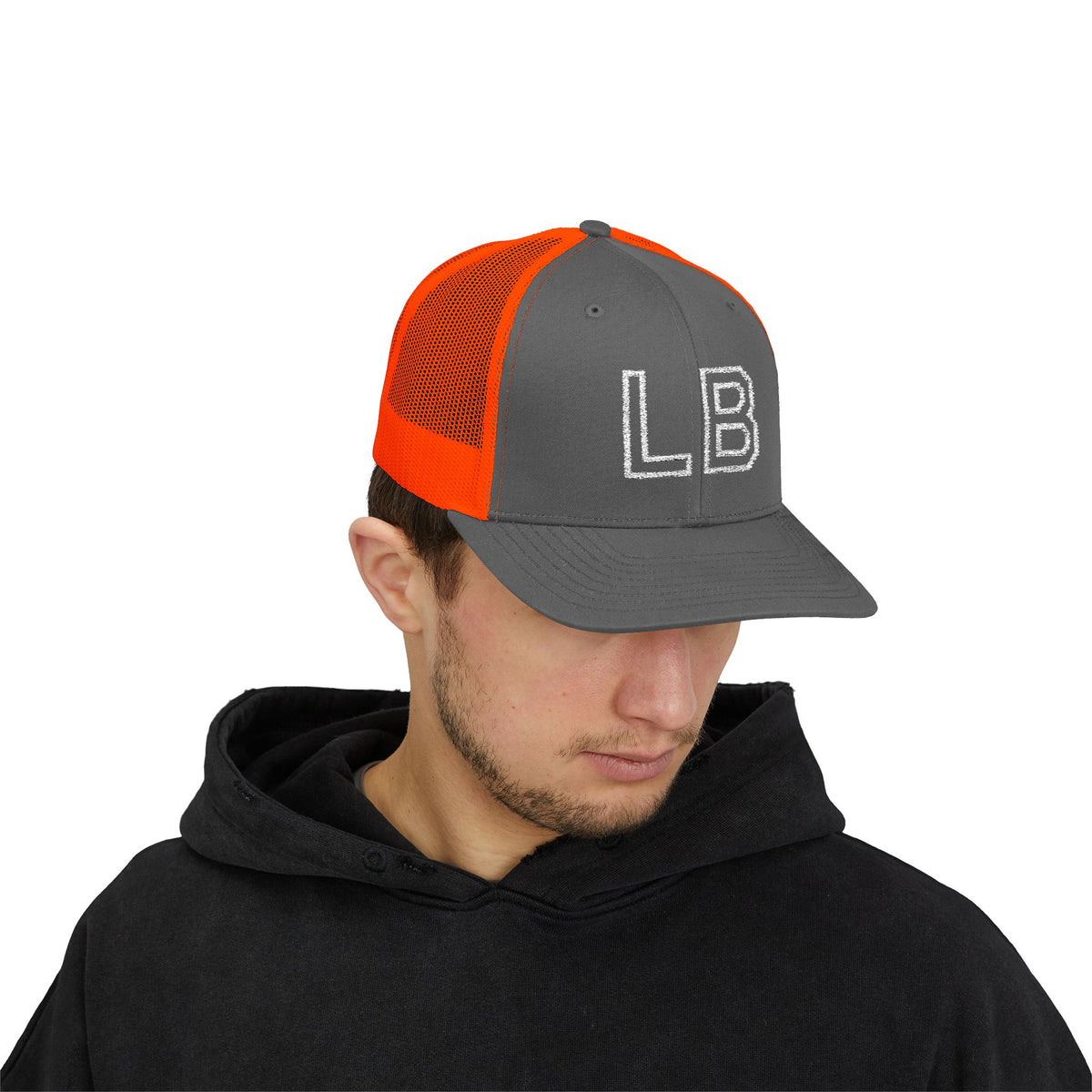 LB Green and White Snapback Trucker Cap
