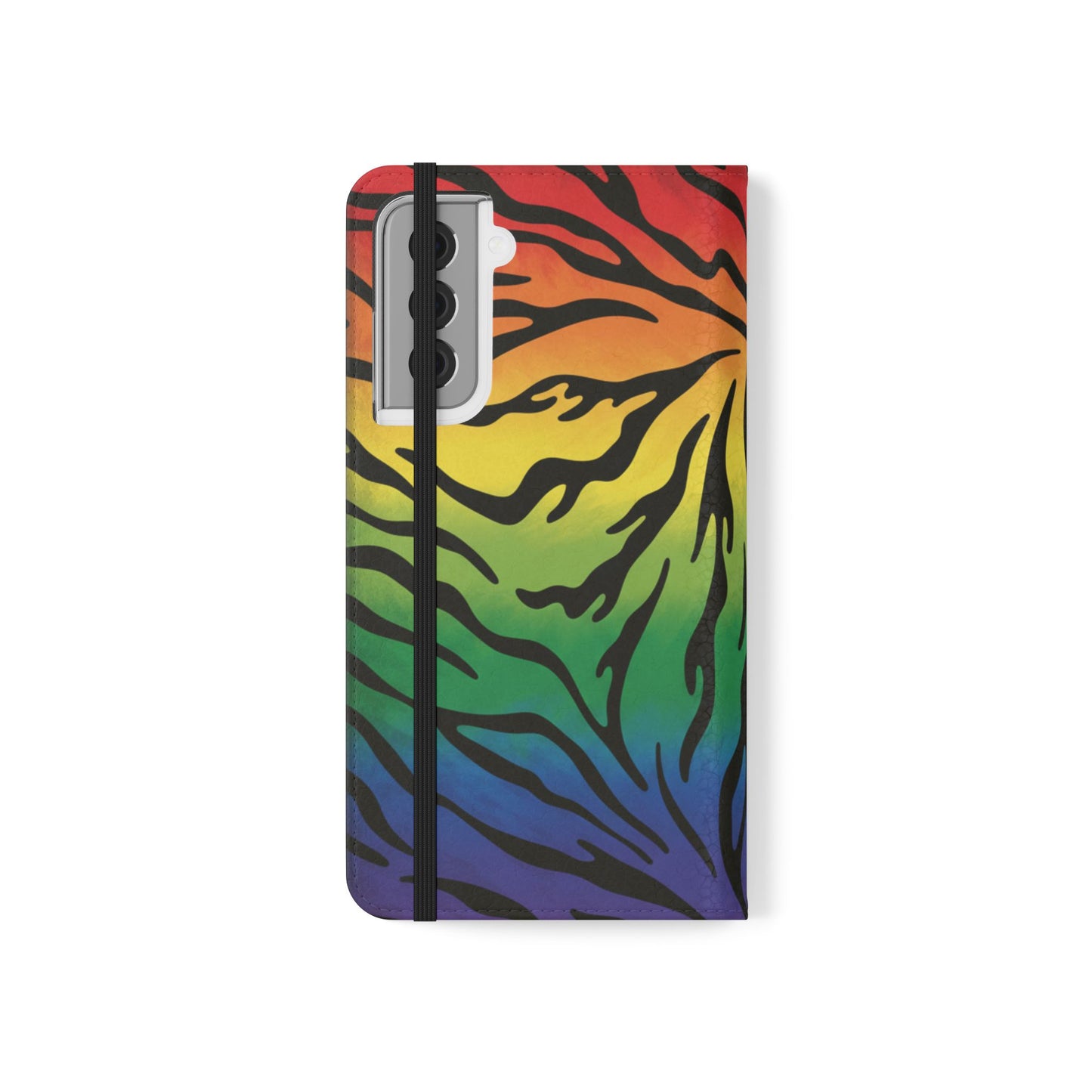 Rainbow Zebra Flip Phone Case – Colorful Pride Wallet Cover