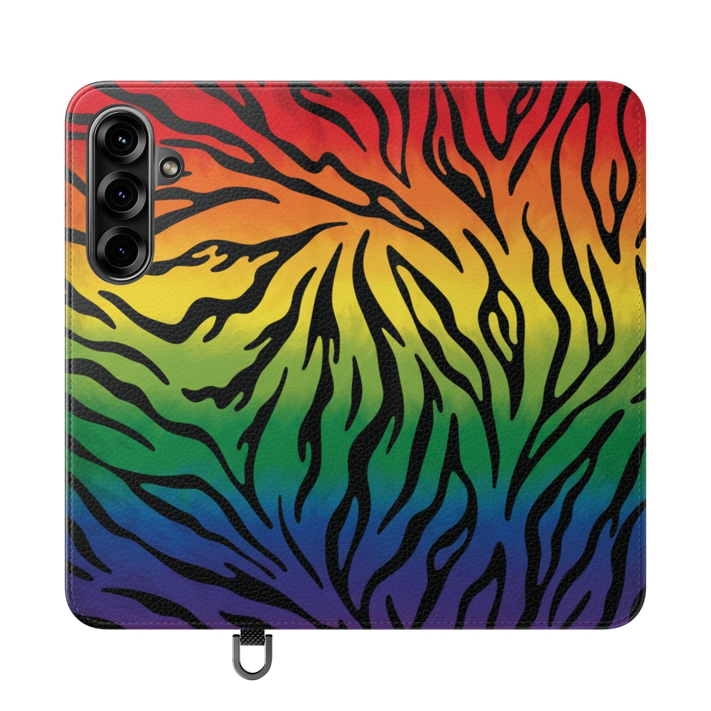 Rainbow Zebra Flip Phone Case – Colorful Pride Wallet Cover