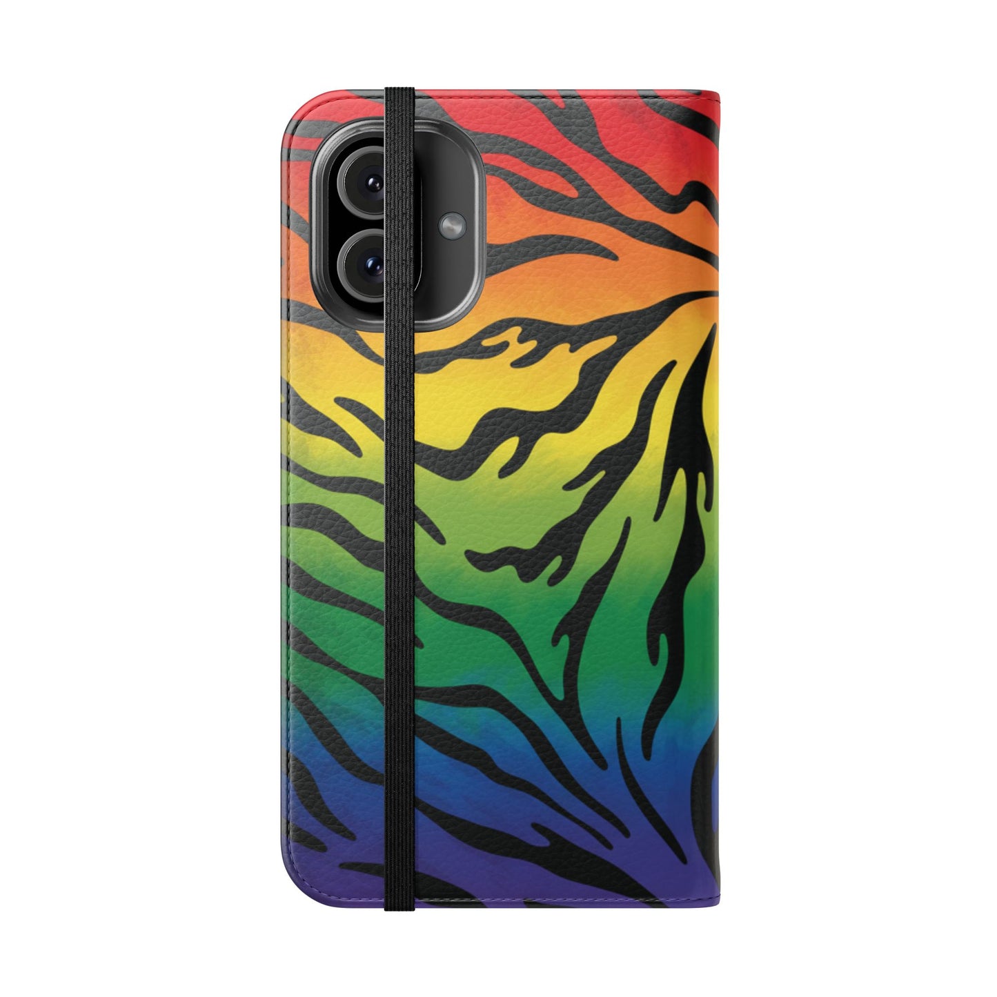 Rainbow Zebra Flip Phone Case – Colorful Pride Wallet Cover